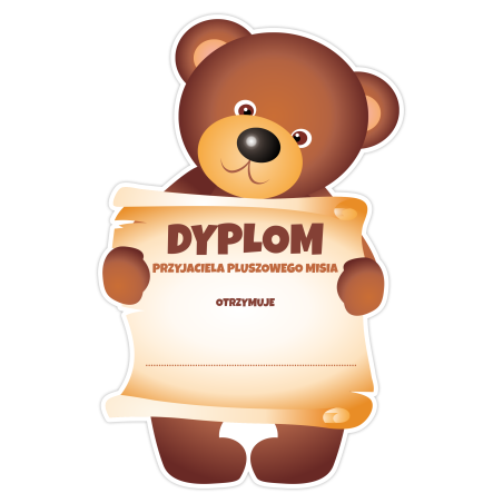 Dyplom na DZIEŃ PLUSZOWEGO MISIA Przyjaciel Misia Prezent (kształt) A5