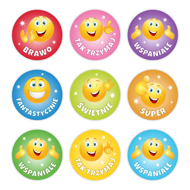 Naklejki Motywacyjne dla Dzieci - Nagroda Ocena - Buźki 54szt.