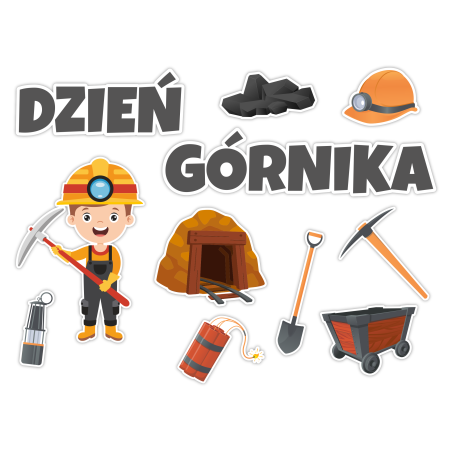 Dekoracja na gazetkę DZIEŃ GÓRNIKA BARBÓRKA przedszkole 11 el.