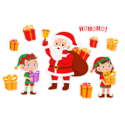 Dekoracja zimowa MIKOŁAJ ELFY PREZENTY Zima jednostronna 10 el.