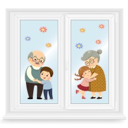 Dekoracja na gazetkę DZIEŃ BABCI I DZIADKA WNUKI dwustronna (9 elementów)