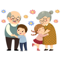 Dekoracja na gazetkę DZIEŃ BABCI I DZIADKA WNUKI dwustronna (9 elementów)