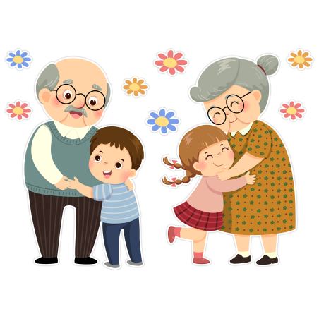 Dekoracja na gazetkę DZIEŃ BABCI I DZIADKA WNUKI dwustronna (9 elementów)