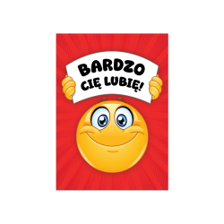 Kartka Walentynkowa BARDZO CIĘ LUBIĘ Walentynki A6 emoji emotka buźka