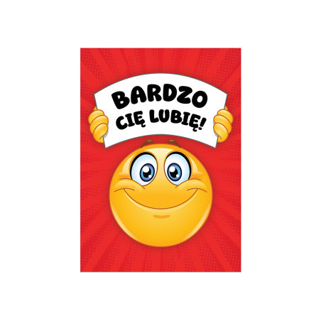 Kartka Walentynkowa BARDZO CIĘ LUBIĘ Walentynki A6 emoji emotka buźka