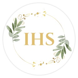 Naklejki komunijne IHS PIERWSZA KOMUNIA ŚWIĘTA okrągłe 4cm Prezent 24 szt.