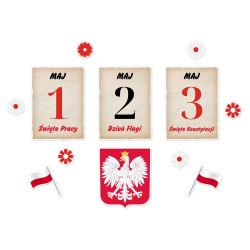 Dekoracja patriotyczna 1 i 3 MAJA ŚWIĘTO KONSTYTUCJI ŚWIĘTA MAJOWE 12 el.