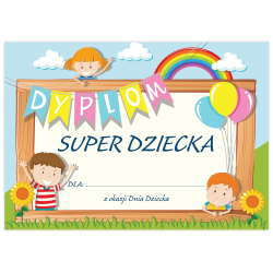 Dyplom na Dzień Dziecka dla Super dziecka Dziecko Prezent A5