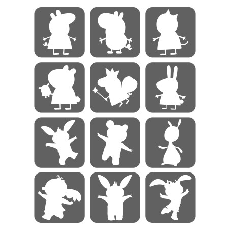 Peppa, Bing Szablony Do Tatuaży Brokatowych