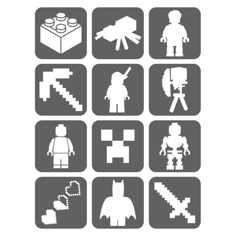 Lego, Minecraft Szablony Do Tatuaży Brokatowych