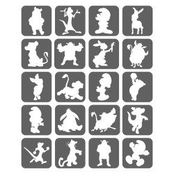 Smerfy, Puchatek, Shrek, Król Lew Szablony Do Tatuaży Brokatowych