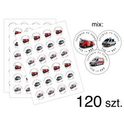 Naklejki Numery Alarmowe Pojazdy Uprzywilejowane 6 cm 120 szt.