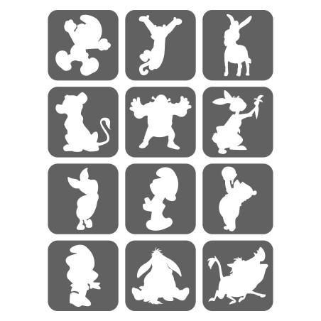 Smerfy, Puchatek, Shrek, Król Lew Szablony Do Tatuaży Brokatowych