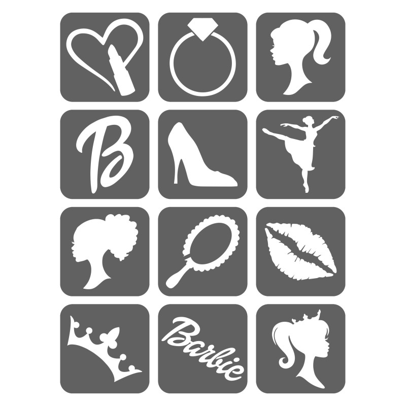 Barbie Szablony Do Tatuaży Brokatowych