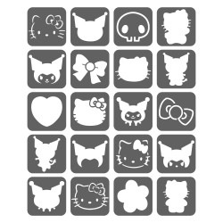 Hello Kitty, Kuromi Szablony Do Tatuaży Brokatowych