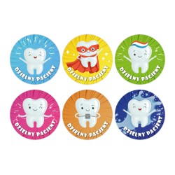 Naklejki Dzielny Pacjent ZĘBY dla dentysty stomatologa CZYSTE ZĄBKI 100szt.