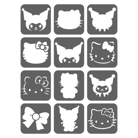 Hello Kitty, Kuromi Szablony Do Tatuaży Brokatowych