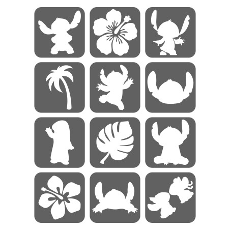 Lilo Stich, Stitch, Hawaje Szablony Do Tatuaży Brokatowych