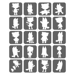 Bluey, Bingo, Kici Kocia Szablony Do Tatuaży Brokatowych