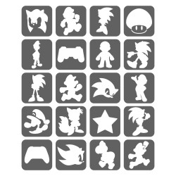 Mario, Sonic, Gry Szablony Do Tatuaży Brokatowych