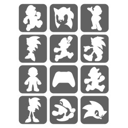 Mario, Sonic, Gry Szablony Do Tatuaży Brokatowych