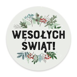 Naklejki ozdobne Świąteczne WESOŁYCH ŚWIĄT! 20 szt. 50mm