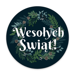 Naklejki ozdobne Świąteczne WESOŁYCH ŚWIĄT! 20 szt. 50mm