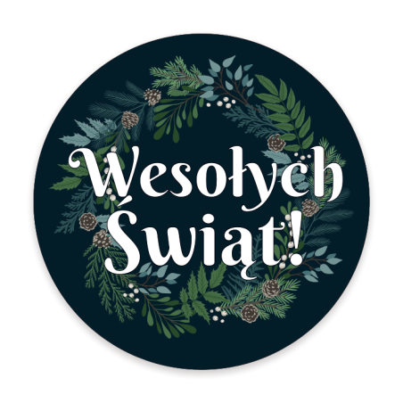 Naklejki ozdobne Świąteczne WESOŁYCH ŚWIĄT! 20 szt. 50mm