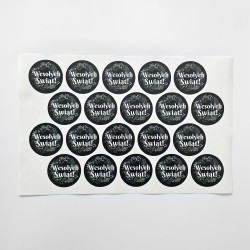 Naklejki ozdobne Świąteczne WESOŁYCH ŚWIĄT! 20 szt. 50mm