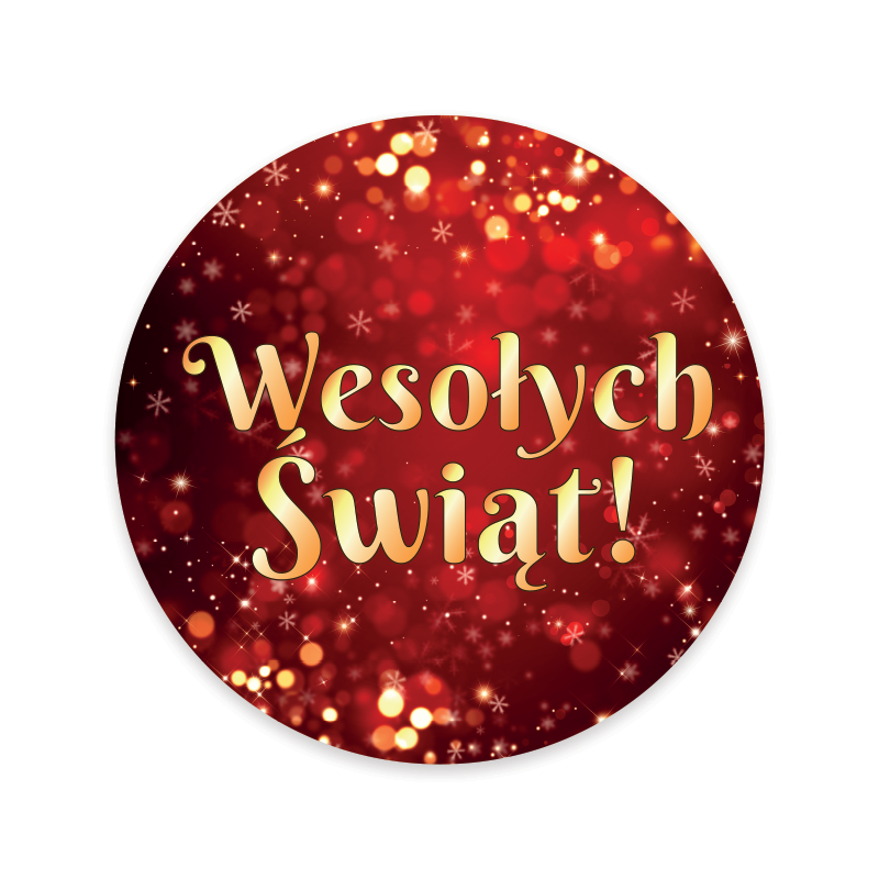 Naklejki ozdobne Świąteczne WESOŁYCH ŚWIĄT! 20 szt. 50mm