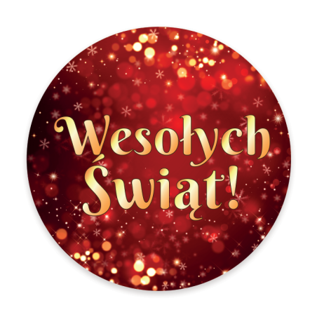 Naklejki ozdobne Świąteczne WESOŁYCH ŚWIĄT! 20 szt. 50mm