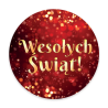 Naklejki ozdobne Świąteczne WESOŁYCH ŚWIĄT! 20 szt. 50mm