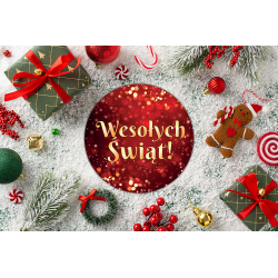 Naklejki ozdobne Świąteczne WESOŁYCH ŚWIĄT! 20 szt. 50mm