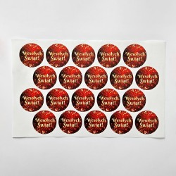 Naklejki ozdobne Świąteczne WESOŁYCH ŚWIĄT! 20 szt. 50mm