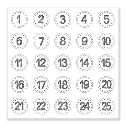 Naklejki Cyfry na Kalendarz Adwentowy BIAŁE okrągłe