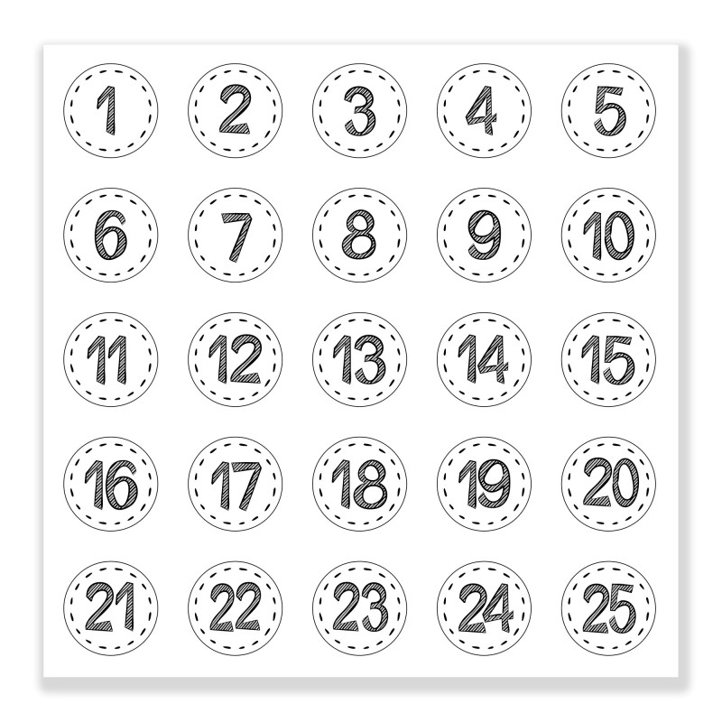 Naklejki Cyfry na Kalendarz Adwentowy BIAŁE okrągłe