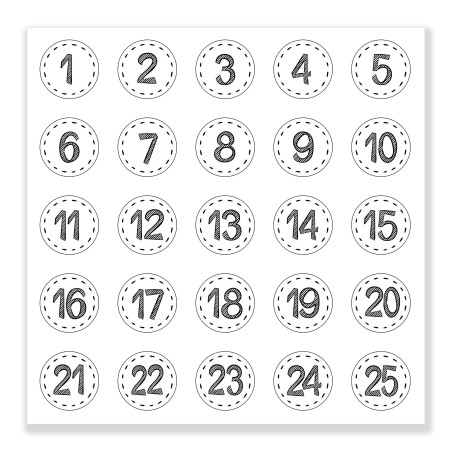 Naklejki Cyfry na Kalendarz Adwentowy BIAŁE okrągłe