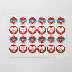 Naklejki Dzień Babci i Dziadka 4 cm 24 szt. KOCHAM CIĘ BABCIU DZIADKU