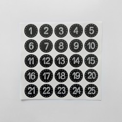 Naklejki Cyfry na Kalendarz Adwentowy BIAŁE okrągłe