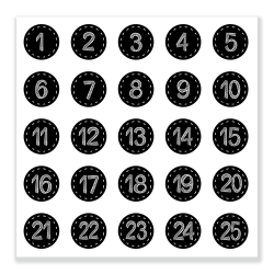 Naklejki Cyfry na Kalendarz Adwentowy BIAŁE okrągłe