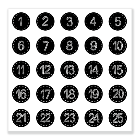 Naklejki Cyfry na Kalendarz Adwentowy BIAŁE okrągłe