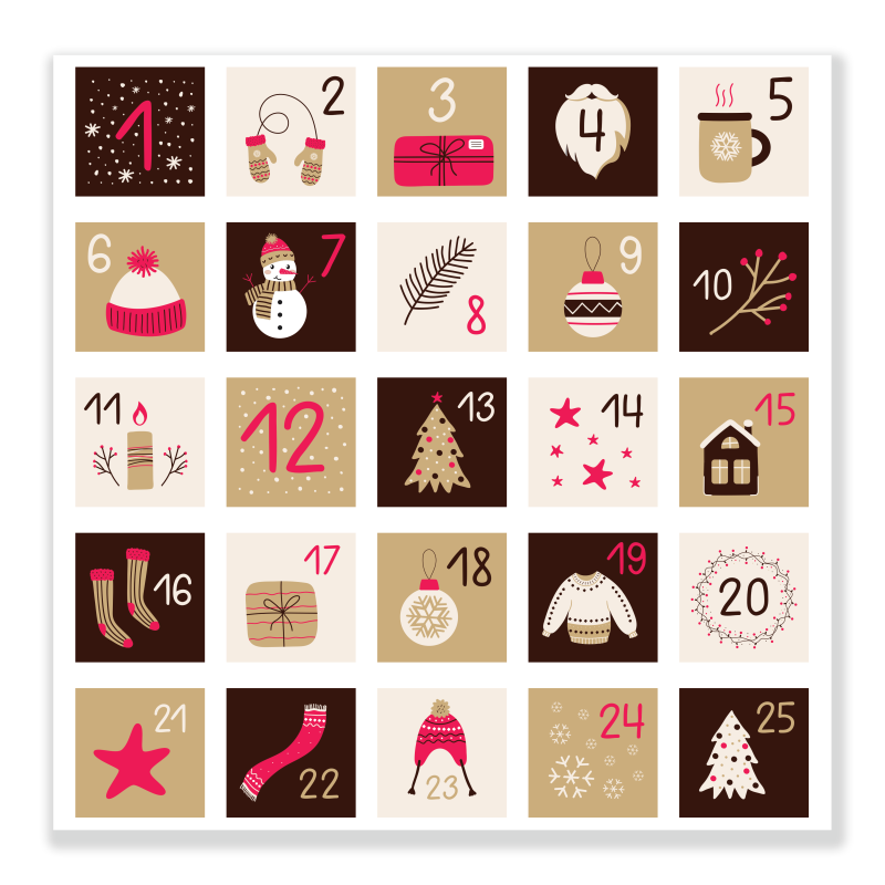 Naklejki Cyfry na Kalendarz Adwentowy Kwadratowe
