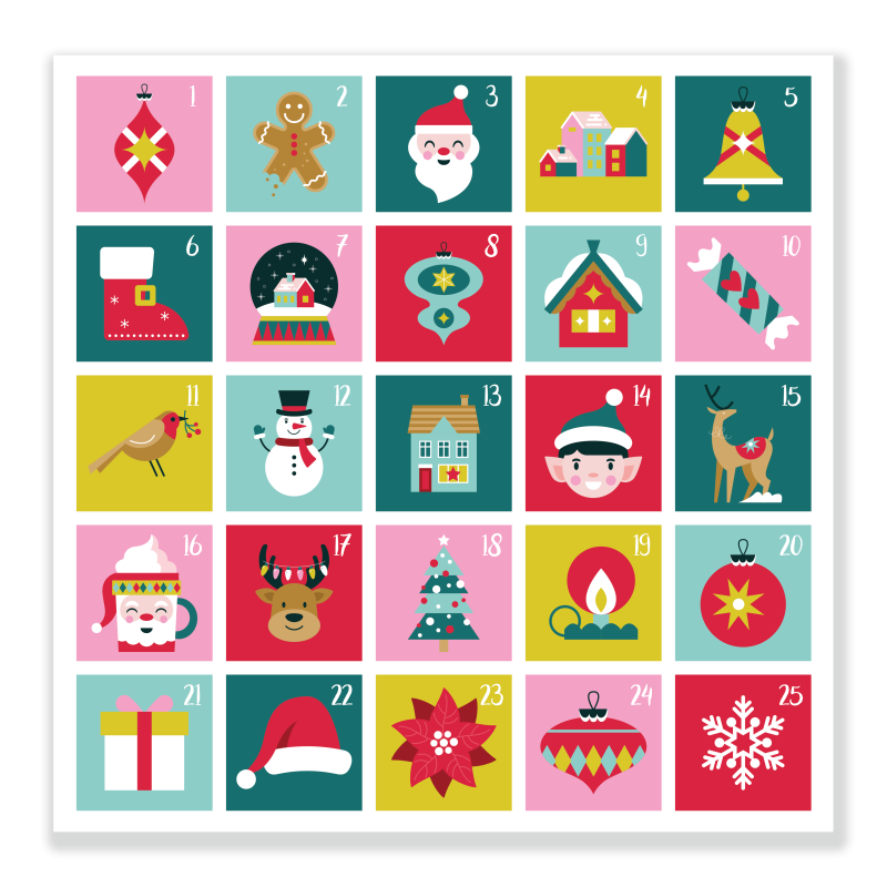 Naklejki Cyfry na Kalendarz Adwentowy Kwadratowe