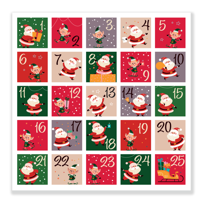 Naklejki Cyfry na Kalendarz Adwentowy Kwadratowe