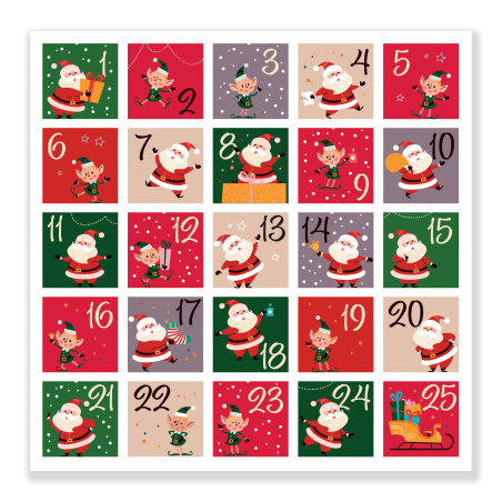 Naklejki Cyfry na Kalendarz Adwentowy Kwadratowe