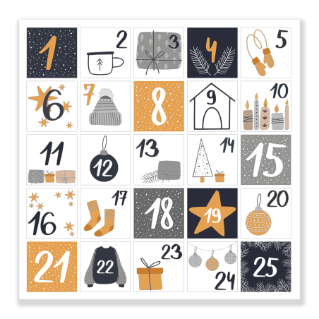 Naklejki Cyfry na Kalendarz Adwentowy Kwadratowe