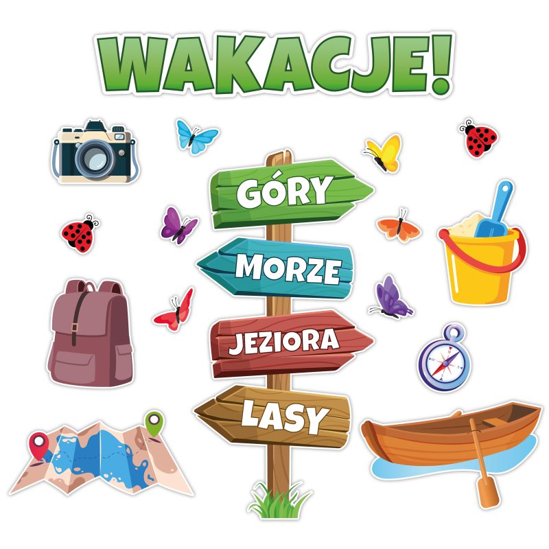 Dekoracja na ZAKOŃCZENIE ROKU SZKOŁA PRZEDSZKOLE WAKACJE 16 el.