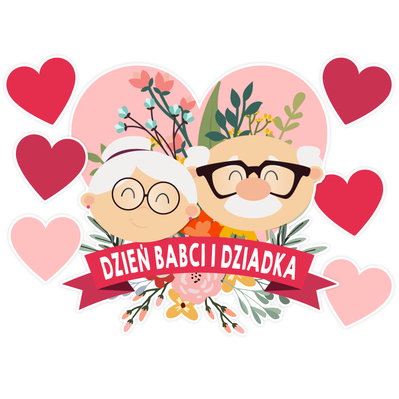 Dekoracja na gazetkę Dzień Babci i Dziadka 30 cm 7 elementów