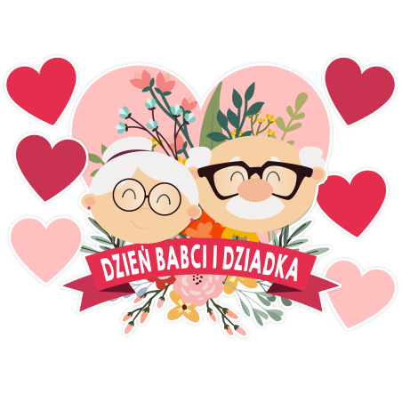 Dekoracja na gazetkę Dzień Babci i Dziadka 30 cm 7 elementów