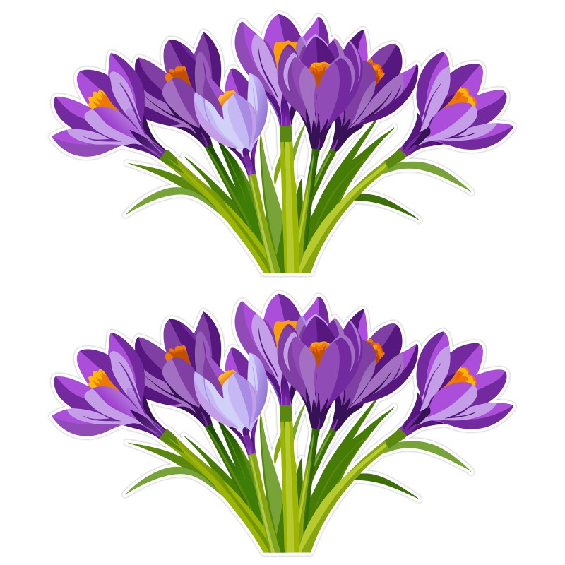 Dekoracja WIOSENNA dwustronna na szybę okno KROKUSY wiosna 2 szt. A4